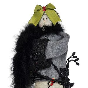 Primitive Christmas Felt Rabbit Large Victorian Sitting‎ or Hanging Bunny